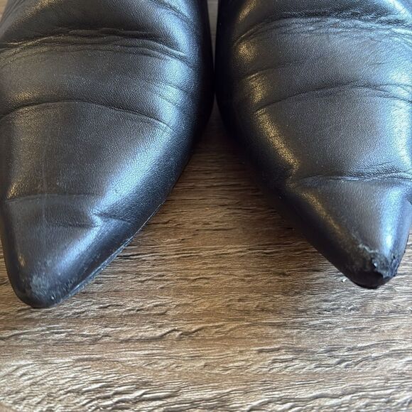 Anine Bing Stella Black Leather Ankle Boots Pointed Toe w Kitten Heel Size 38 - Picture 3 of 10